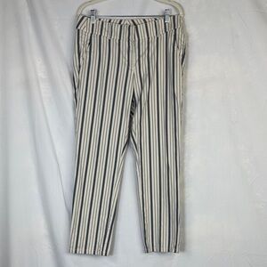 LOFT Black and White Vertical Stripe Cropped Pants